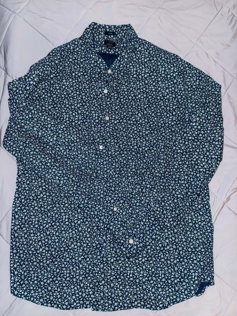 J.Crew Flex Washed Slim Fit Long Sleeve Button-Down Shirt in Blue Floral Print - Picture 1 of 3